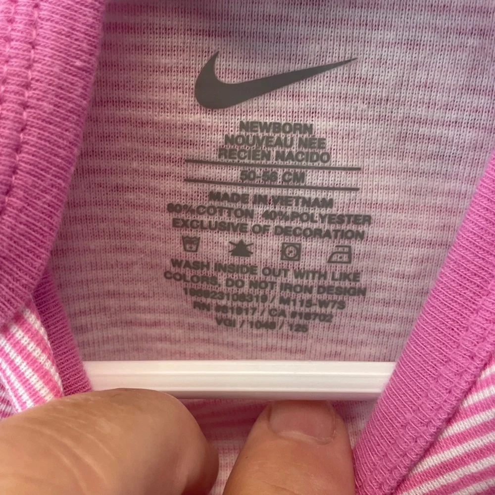 Nike‎ Pink and White Striped Baby onesie